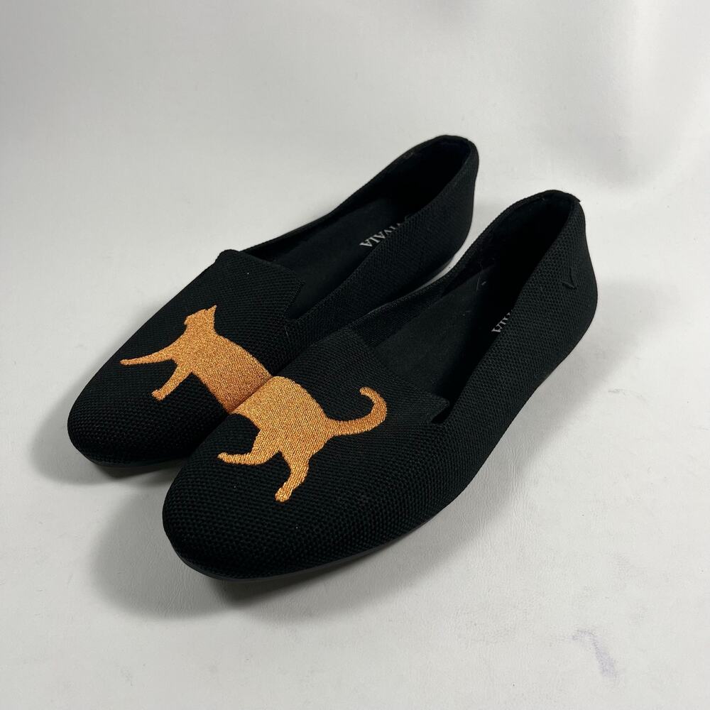 Vivaia Audrey Cat Embroidered Loafers EU 37.5 US 7
